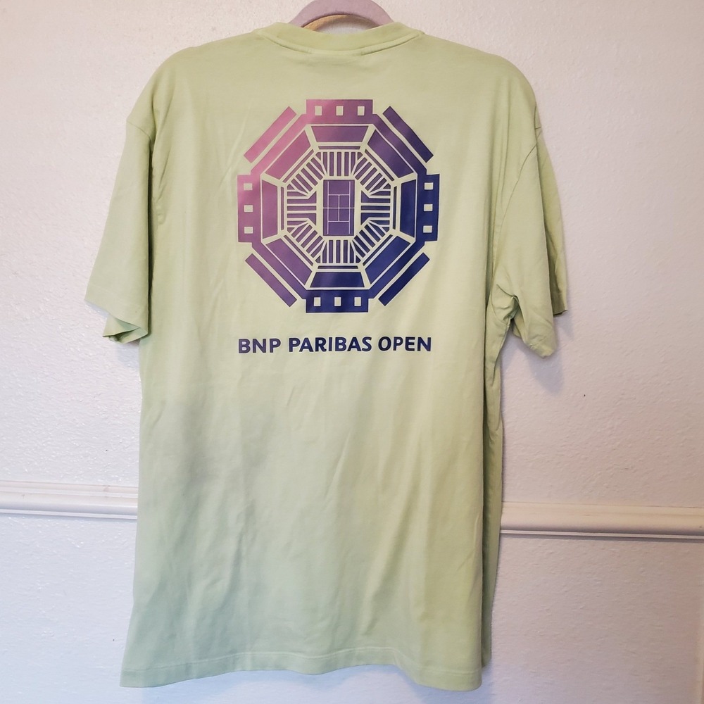 Fila BNP Paribas Open Tennis T-Shirt Mens Medium Lime Green Indian Wells Stadium